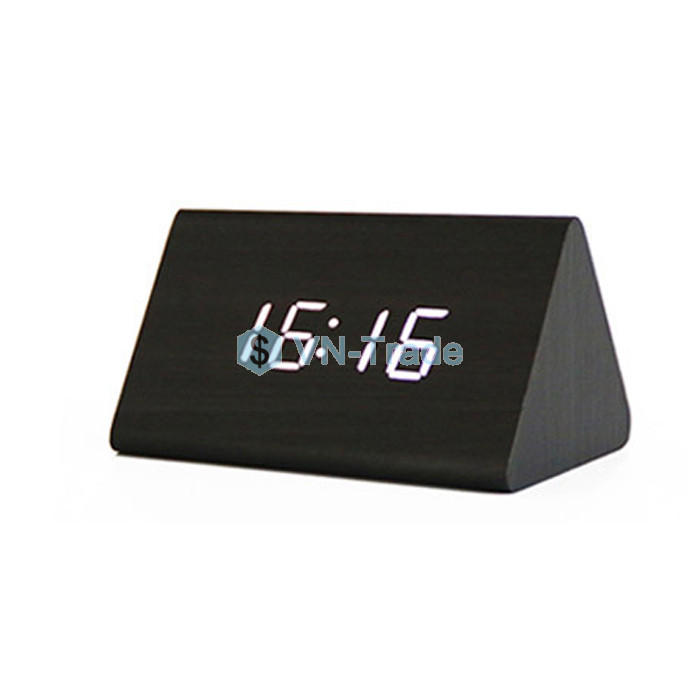 Đồng Hồ Gỗ Báo Thức Hình Tam Giác 1300 (Trắng)