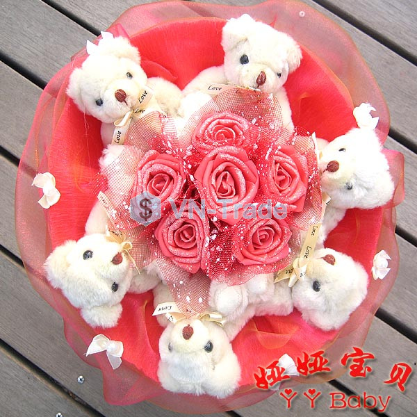 6 Gấu Teddy Voan Đỏ