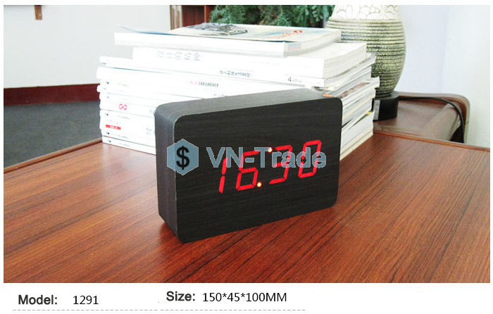 Đồng Hồ Gỗ Báo Thức (Woolen Clock) Hình Chữ Nhật (Vừa) 1291 