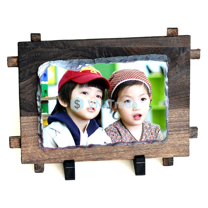 In Hình Lên Đá Khung Viền Gỗ Hình Chữ Nhật