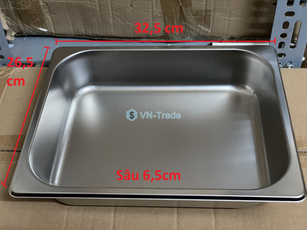 Khay Inox Đựng Thực Phẩm 1/2 Cao 6.5cm Không Nắp