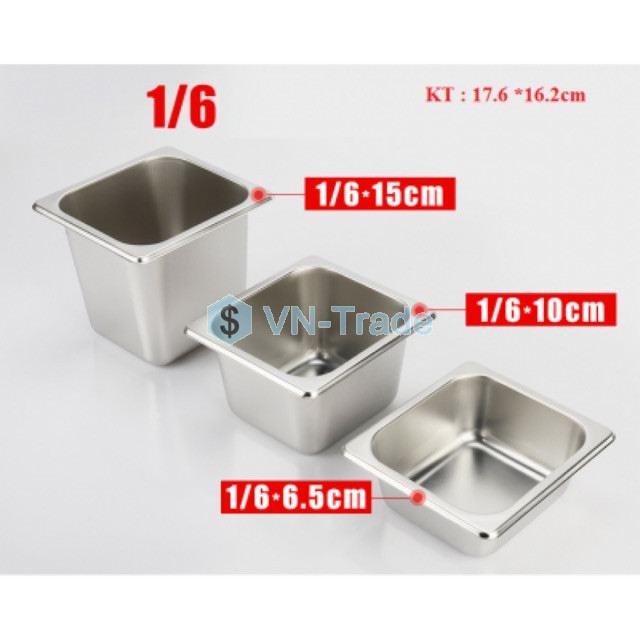Khay Inox 1/6 Với 3 Kích Thước