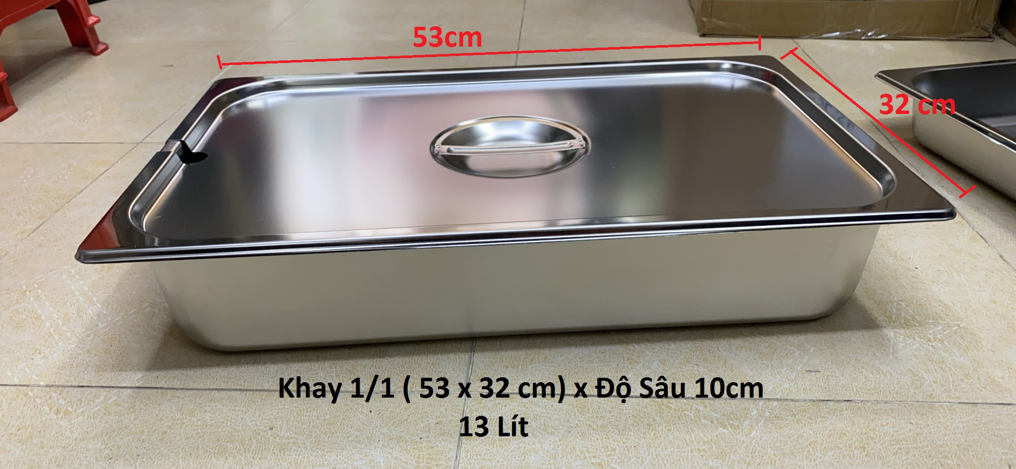 Khay Inox 1/1 Cao 10cm Nắp Khuyết Khay Inox 1/1 Cao 10cm Nắp Khuyết