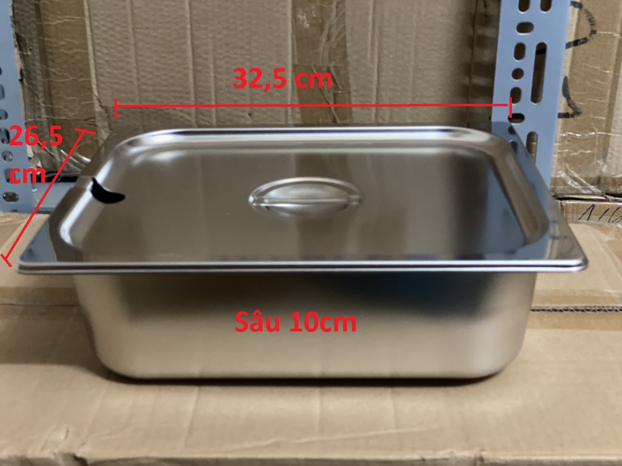 Khay Inox 1/2 Cao 10cm Nắp Khuyết Khay Inox 1/2 Cao 10cm Nắp Khuyết