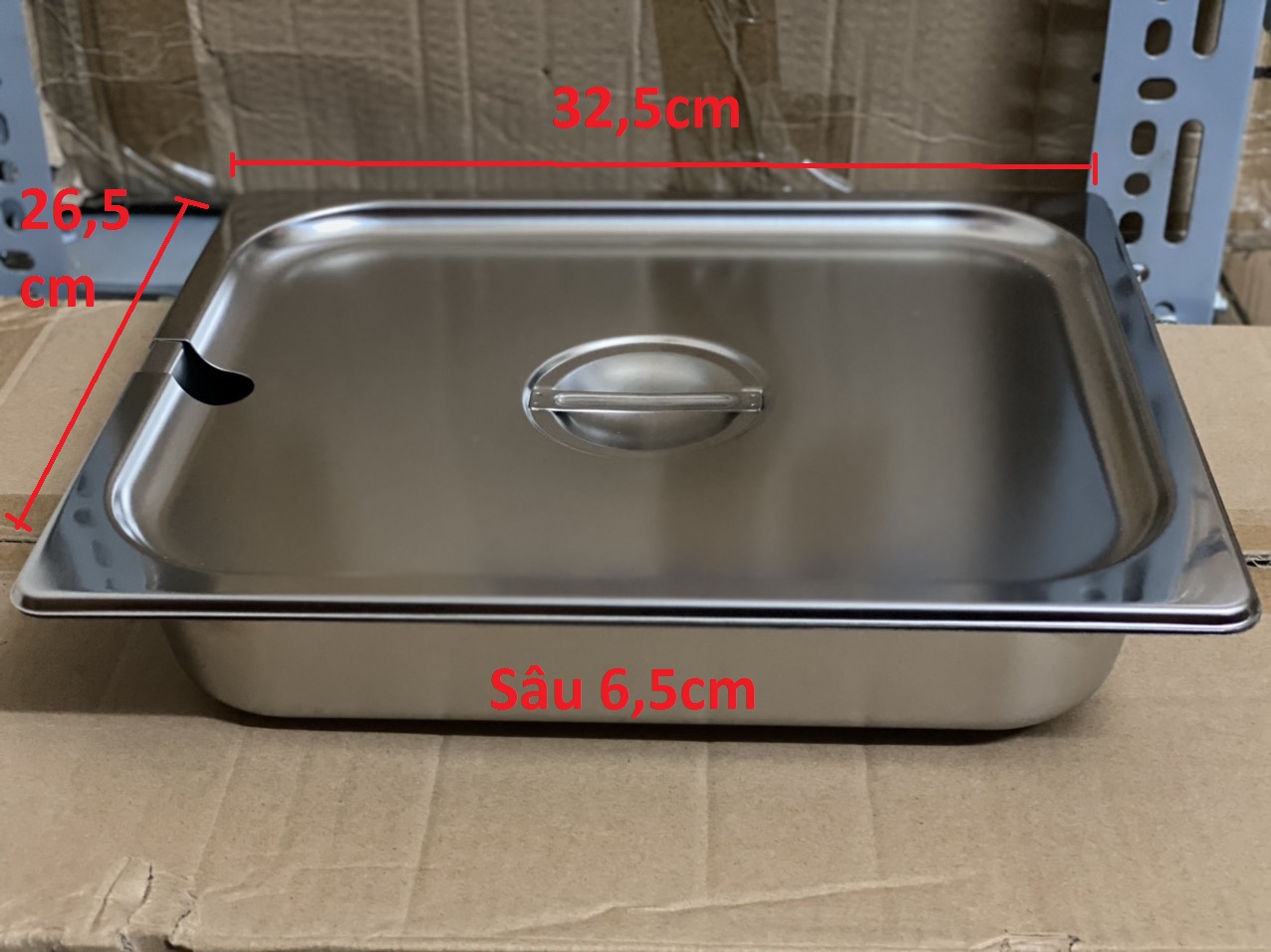 Khay Inox 1/2 Cao 6,5cm Nắp Khuyết Khay Inox 1/2 Cao 6,5cm Nắp Khuyết