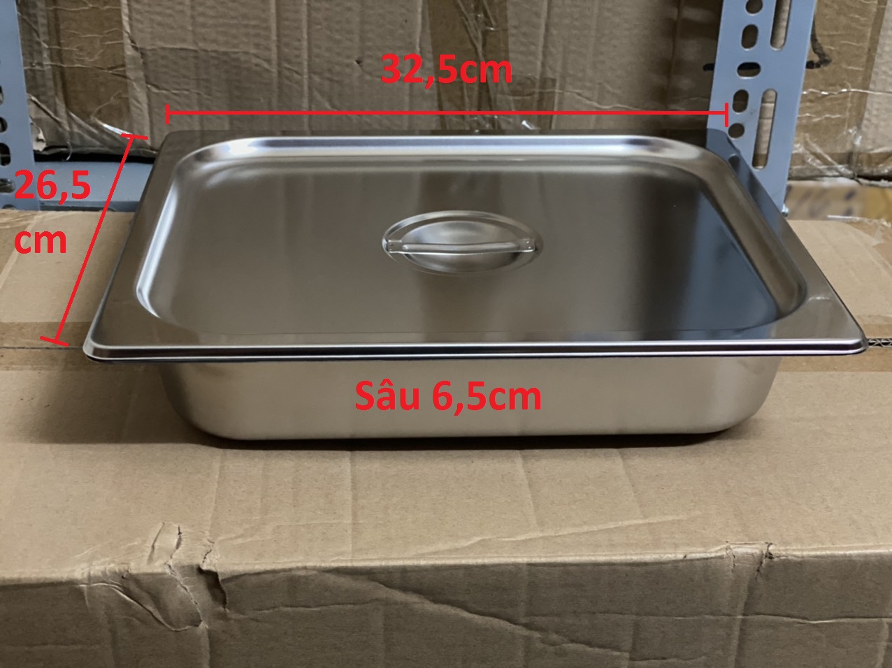 Khay Inox 1/2 Cao 6,5cm Nắp Nguyên Khay Inox 1/2 Cao 6,5cm Nắp Nguyên