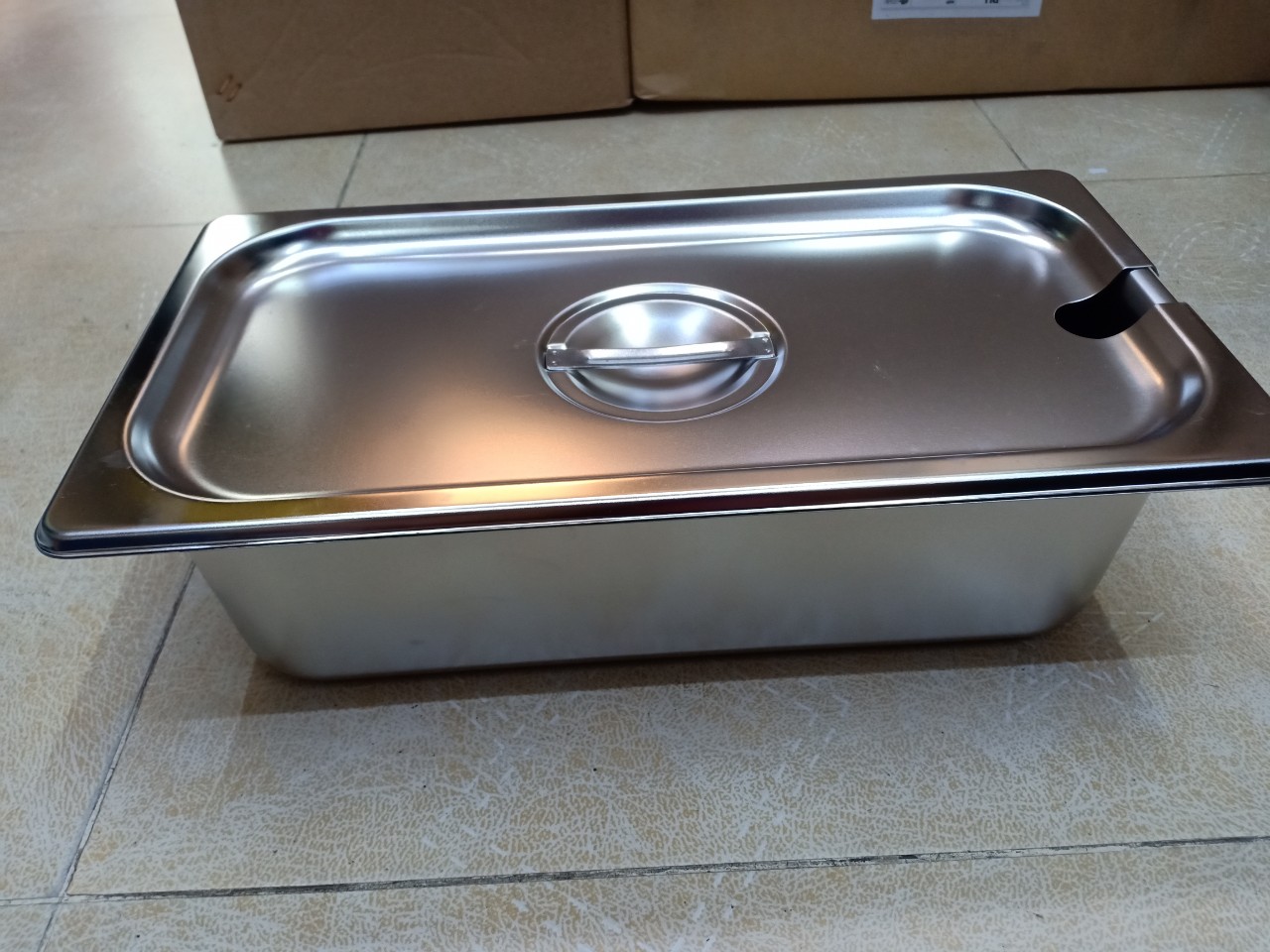 Khay Inox 1/3 Cao 10cm Nắp Khuyết