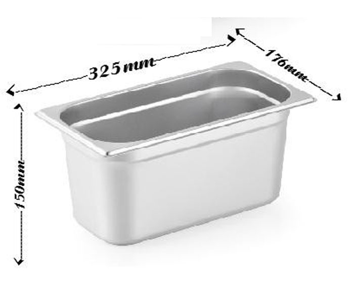 Khay Inox 1/3 Cao 15cm Kh&ocirc;ng Nắp