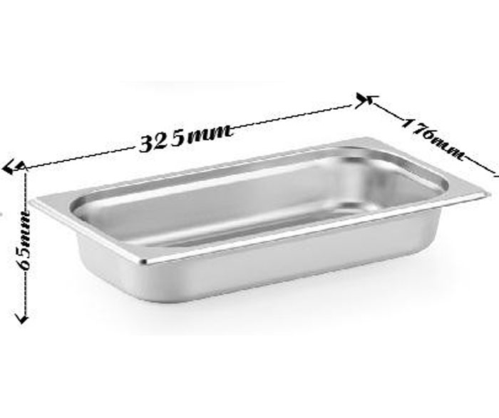 Khay Inox 1/3 Cao 6,5cm Kh&ocirc;ng Nắp