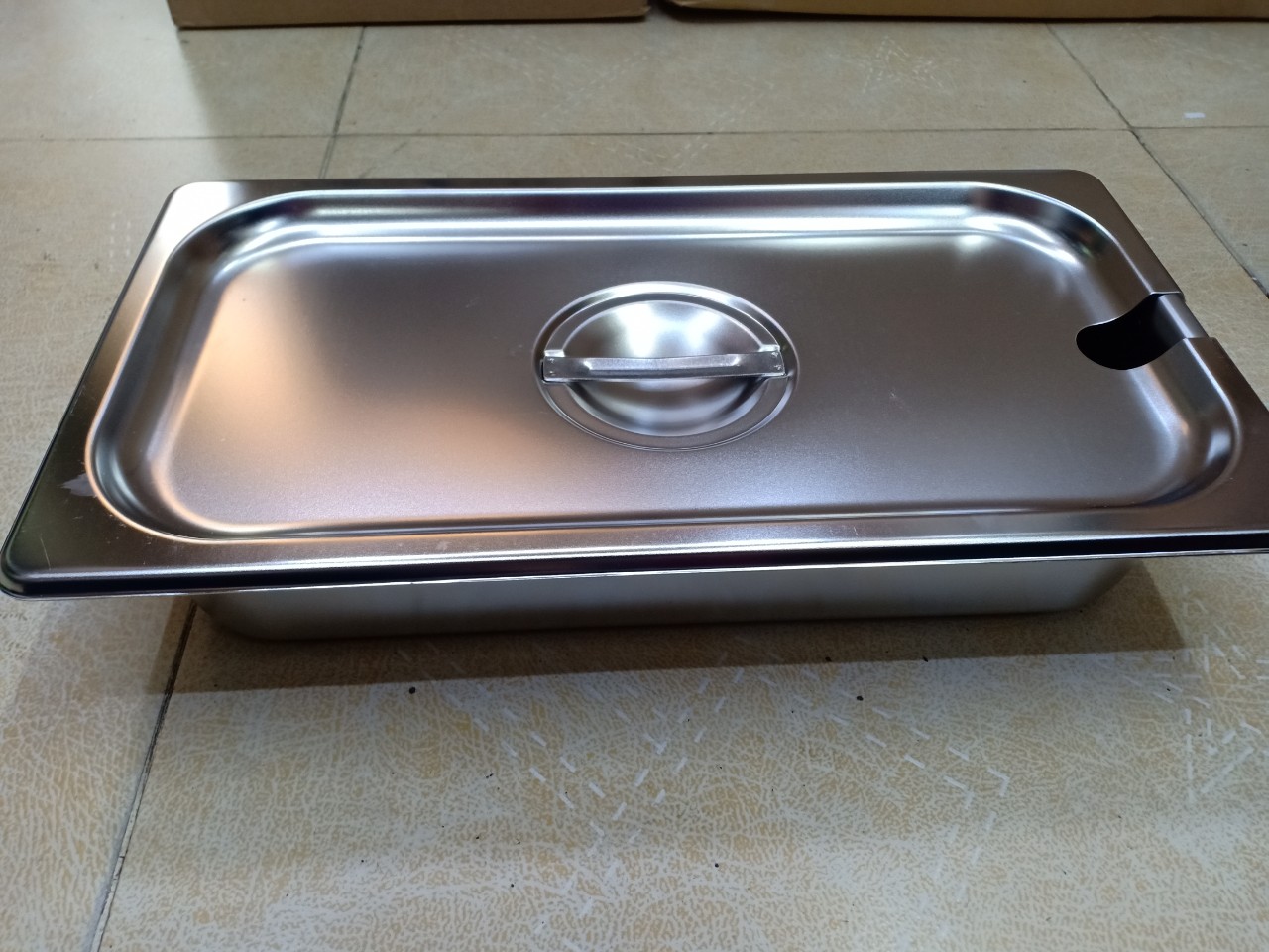 Khay Inox 1/3 Cao 6,5cm Nắp Khuyết