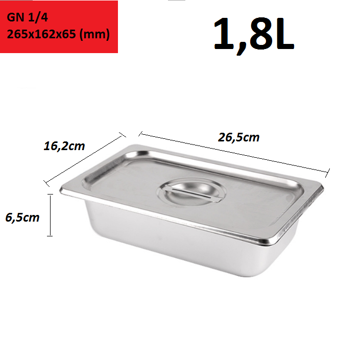 Khay Inox 1/4 Cao 6,5cm Nắp Nguyên Khay Inox 1/4 Cao 6,5cm Nắp Nguyên