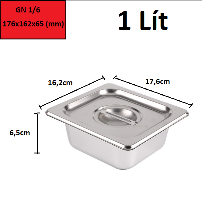 Khay Inox 1/6 Cao 6,5cm Nắp Nguyên Khay Inox 1/6 Cao 6,5cm Nắp Nguyên
