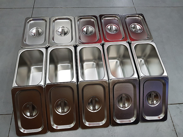 Combo 10 Khay Inox 1/9 Nắp Nguy&ecirc;n