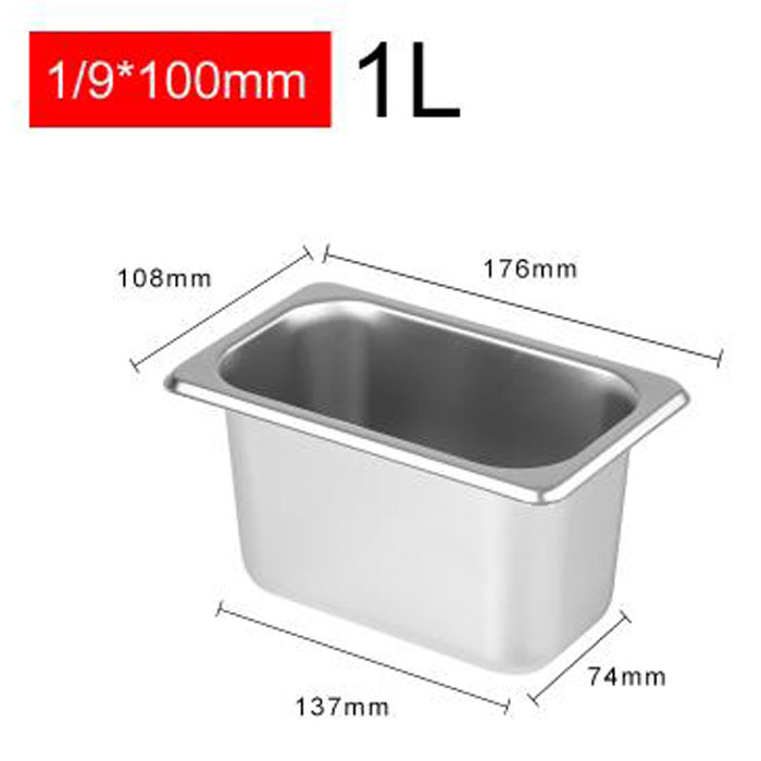 Khay Inox 1/9 Cao 10cm Kh&ocirc;ng Nắp