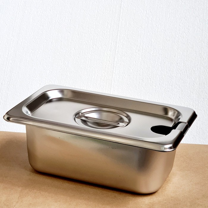Khay Inox 1/9 Cao 10cm Nắp Khuyết