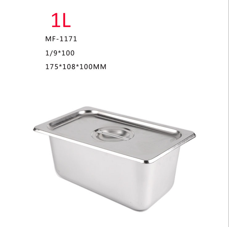 Khay Inox 1/9 Cao 10cm Nắp Nguy&ecirc;n