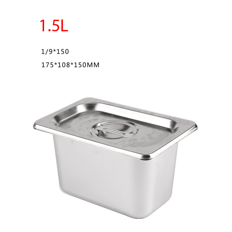 Khay Inox 1/9 Cao 15cm Nắp Nguy&ecirc;n