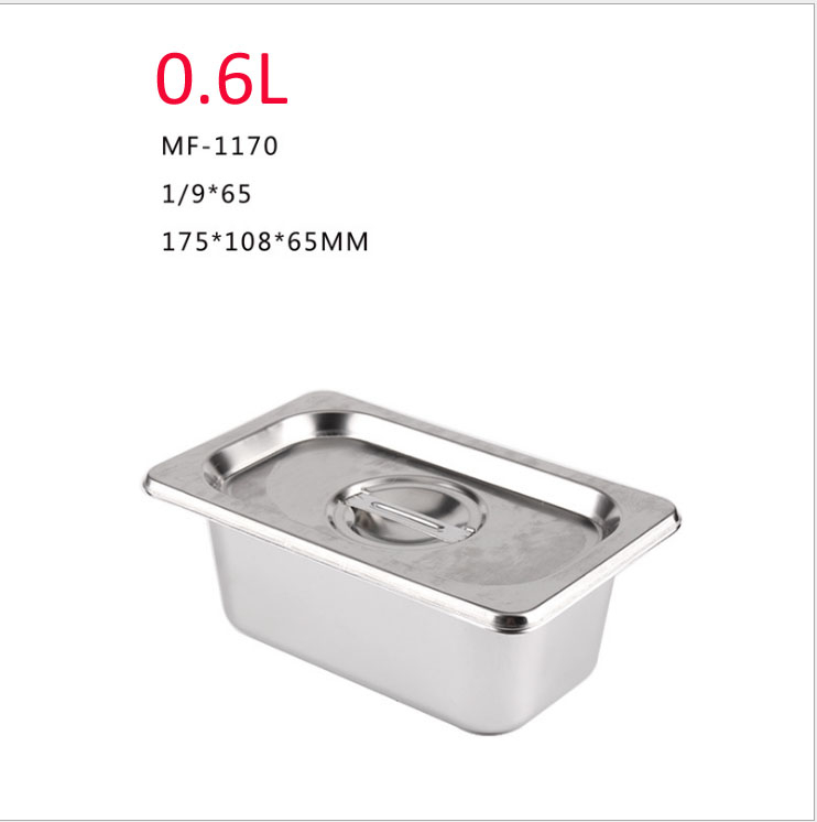 Khay Inox 1/9 Cao 6,5cm Nắp Nguy&ecirc;n
