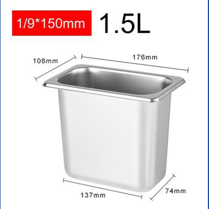 Khay Inox 1/9 Cao 15cm Kh&ocirc;ng Nắp